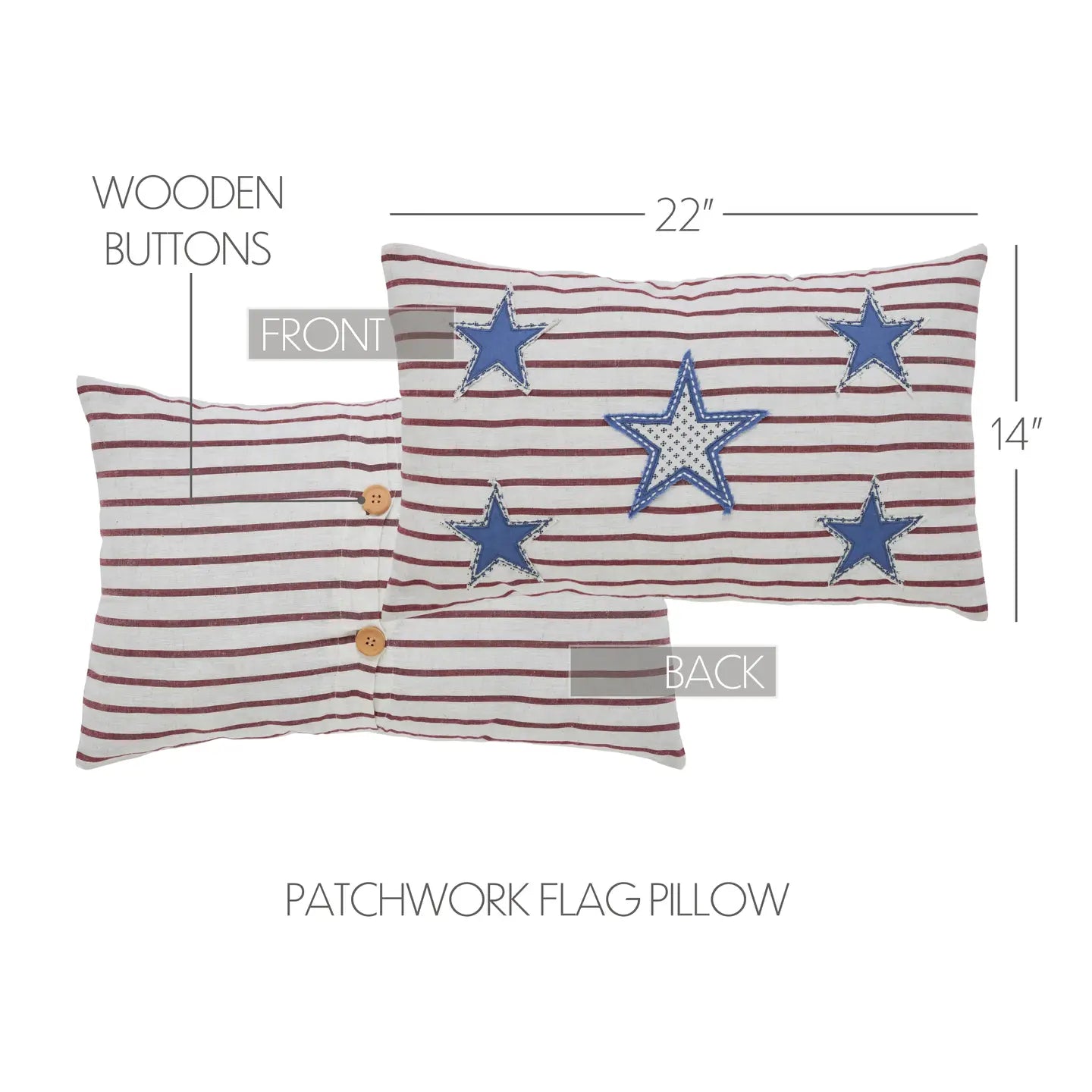 Celebration Americana Star Applique Pillow 14x22
