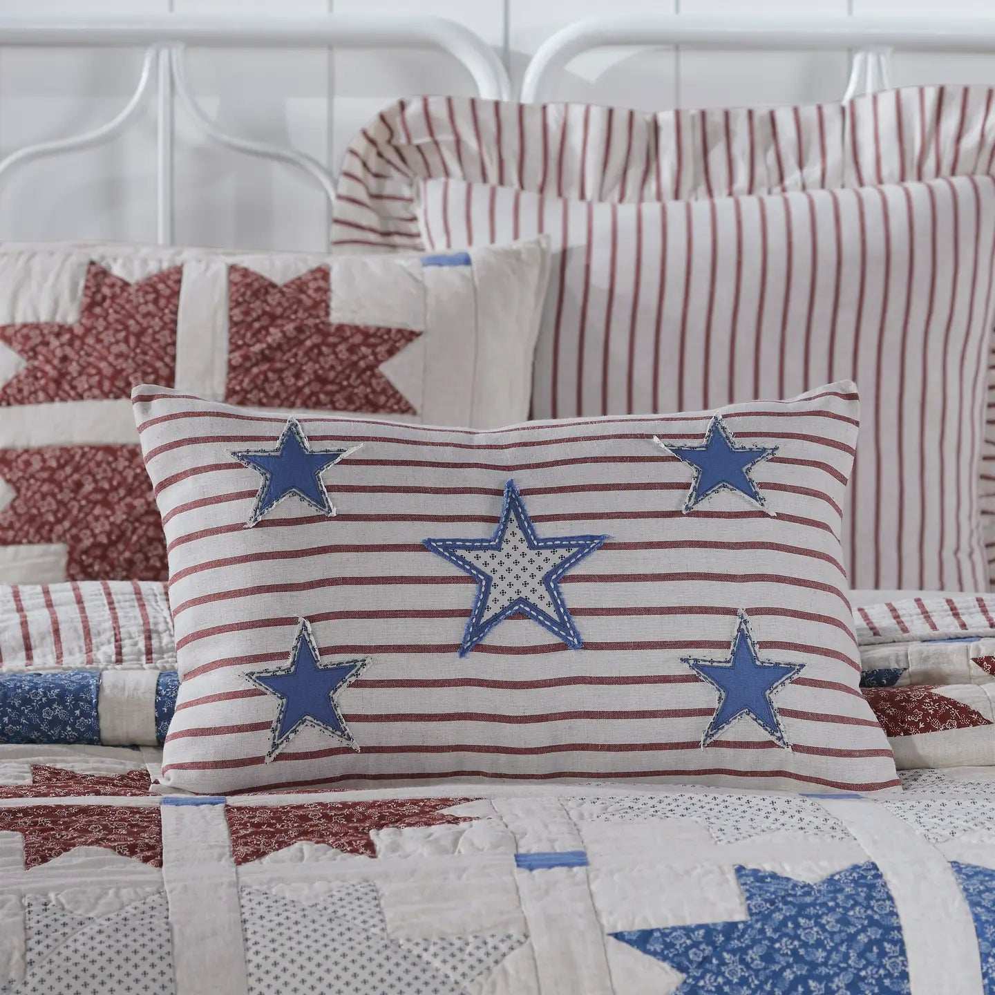 Celebration Americana Star Applique Pillow 14x22