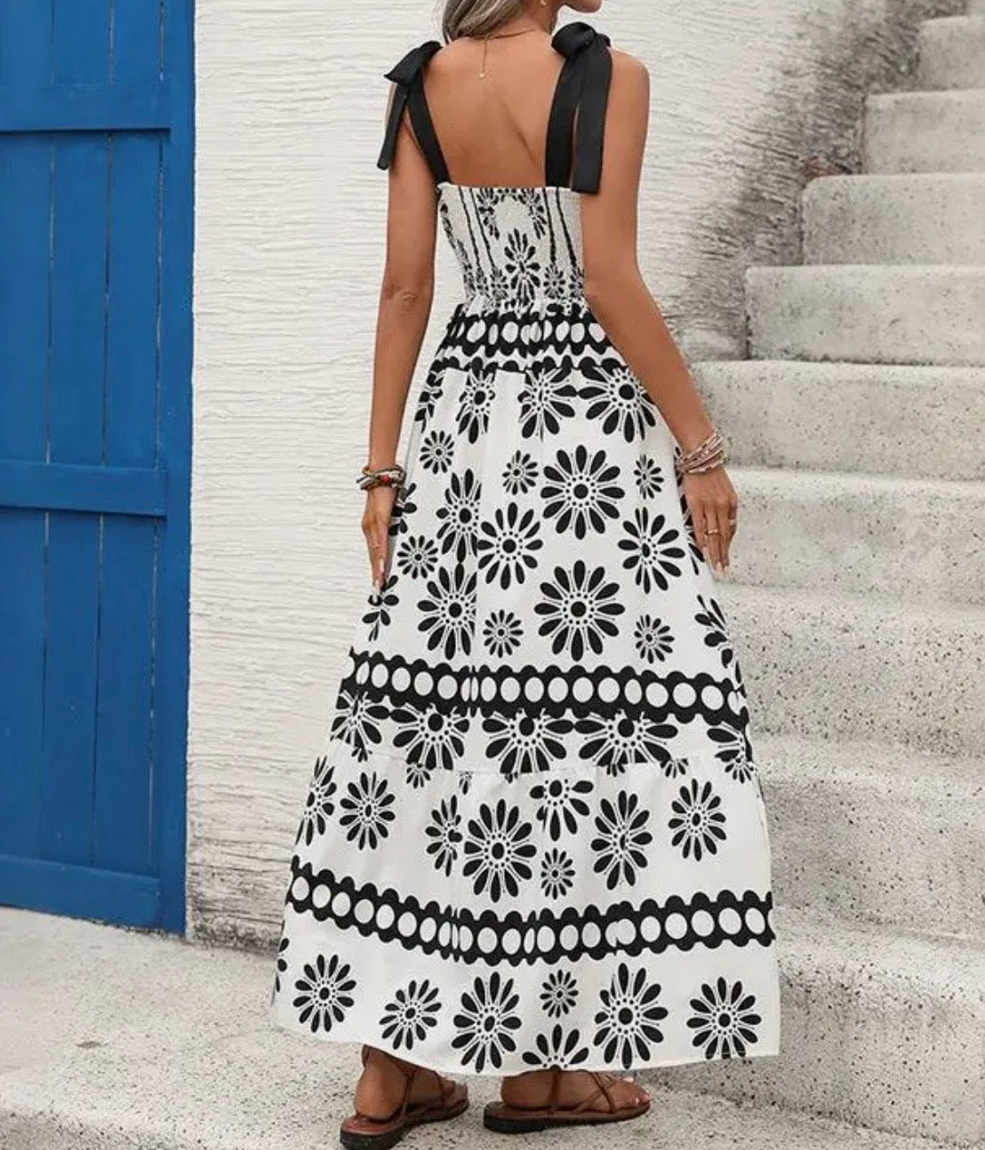 Floral Print Square Neck Maxi Dress