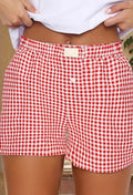 Vintage Plaid Print High Waisted Loose Wide Leg Shorts