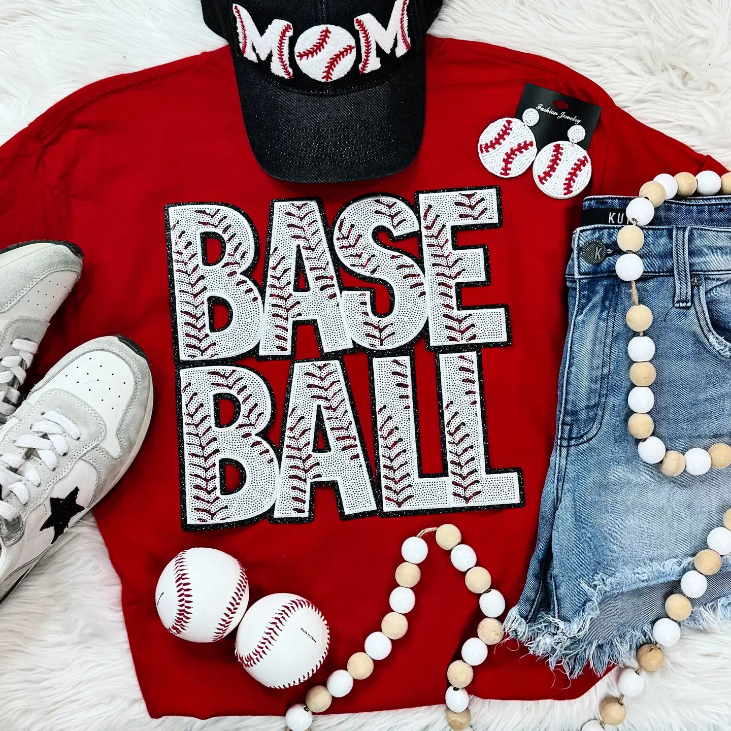 Sequin Baseball Word Tee Coming Soon