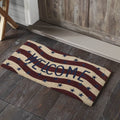 Red White Blue Flag Stripes Coir Welcome Rug Rect 17x36