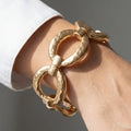 Hammered metallic ovals elastic bracelet