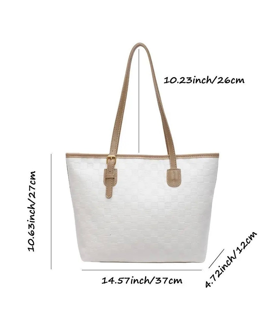 Vegan Leather Large Capacity Woven City Tote Bag